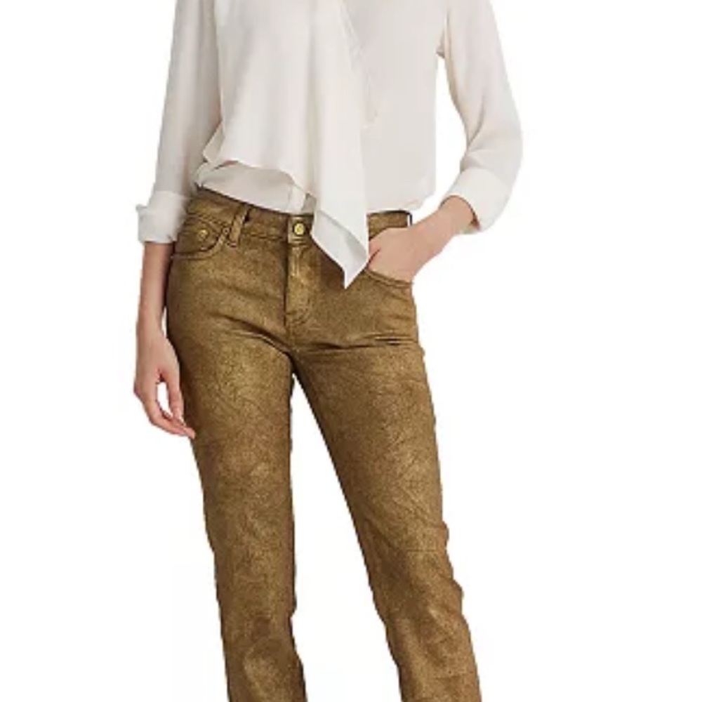 Ralph Lauren Gold Metallic Straight Leg Jeans